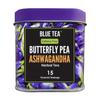 Clitoria och Ashwagandha te (15-pack, 1,65 g), Butterfly Pea Ashwagandha örtte, blått te