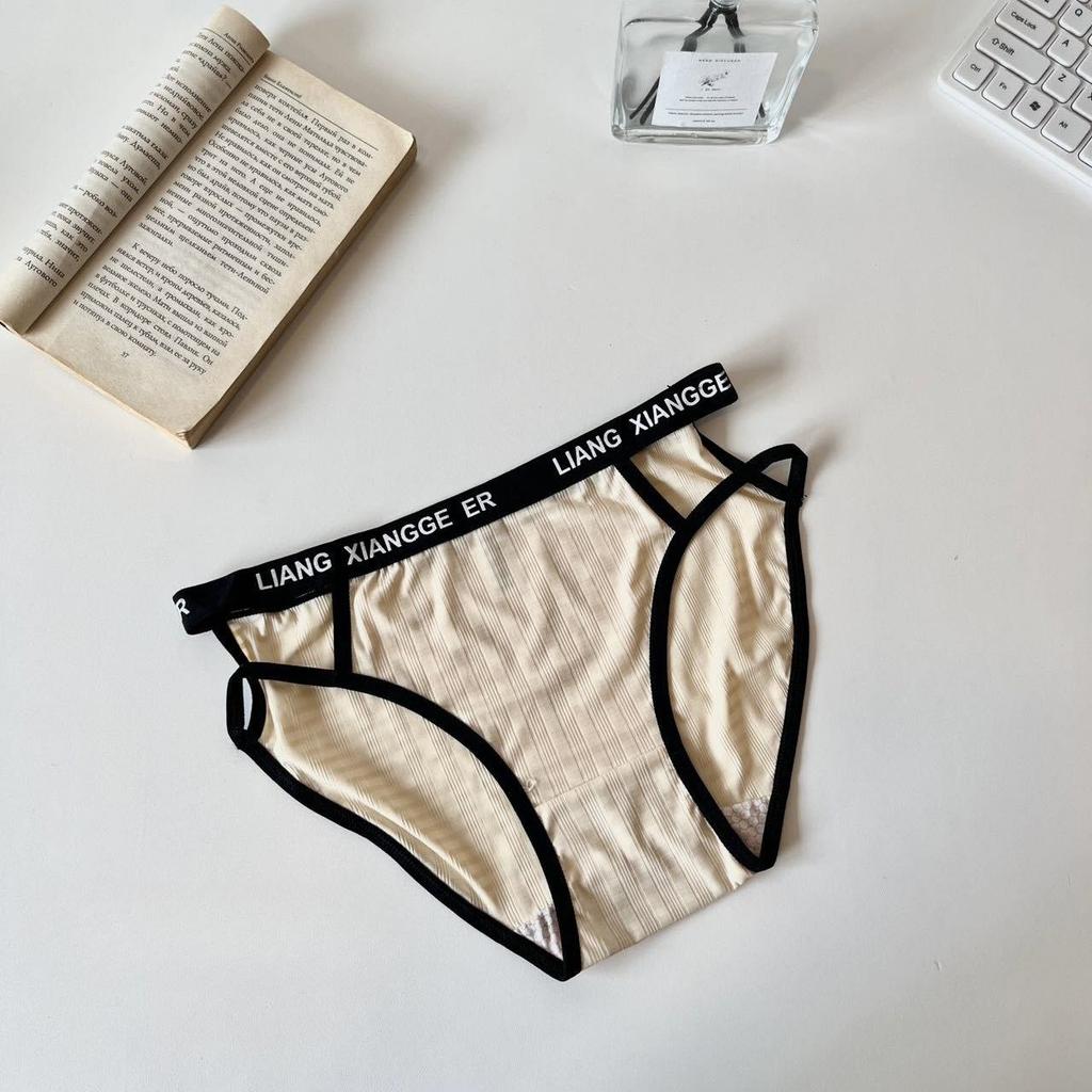 Damen Mode Trend Frühling und Sommer Buchstabe Taille Ausgeschnitten Reine Baumwolle Schritt Eisseide Taille Dreieck Slip