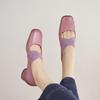 Spring and Summer 2025 New Retro French Square Head Cross Strap Elastic Ballet Low Heel Mary Jane Single Shoes Women