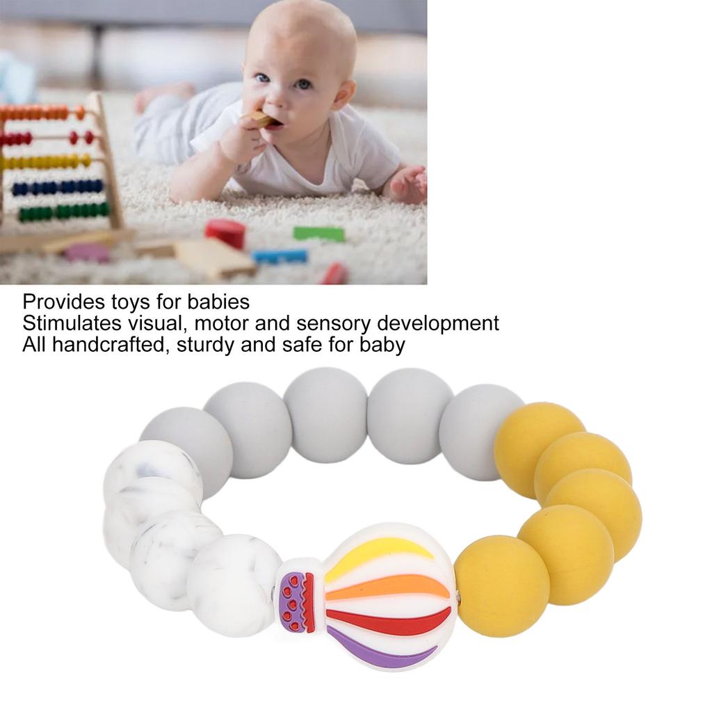 Baby Teething Bracelet Loose Silicone Round Handcrafted Infant Bracelet Teether Toys for Nursery