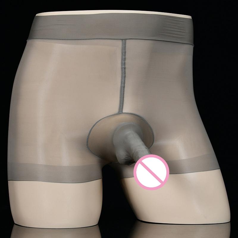 Physiological Sissy Lingerie Men Sexy Oil Glossy Boxer Short Gay Perspective Underpants Erotic Open Closed Penis Pouch Underwear