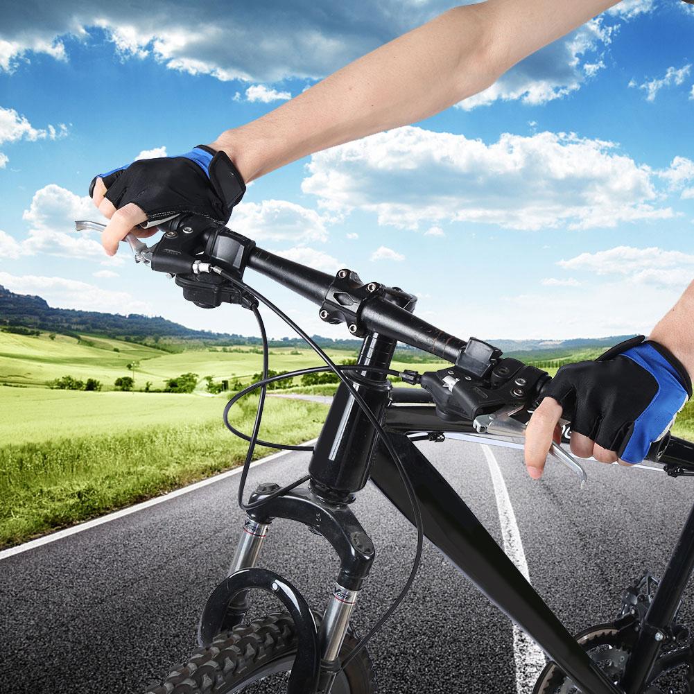 Knitted Fabric Unisex Half Finger Riding Glove Breathable Shockproof Cycling Gloves