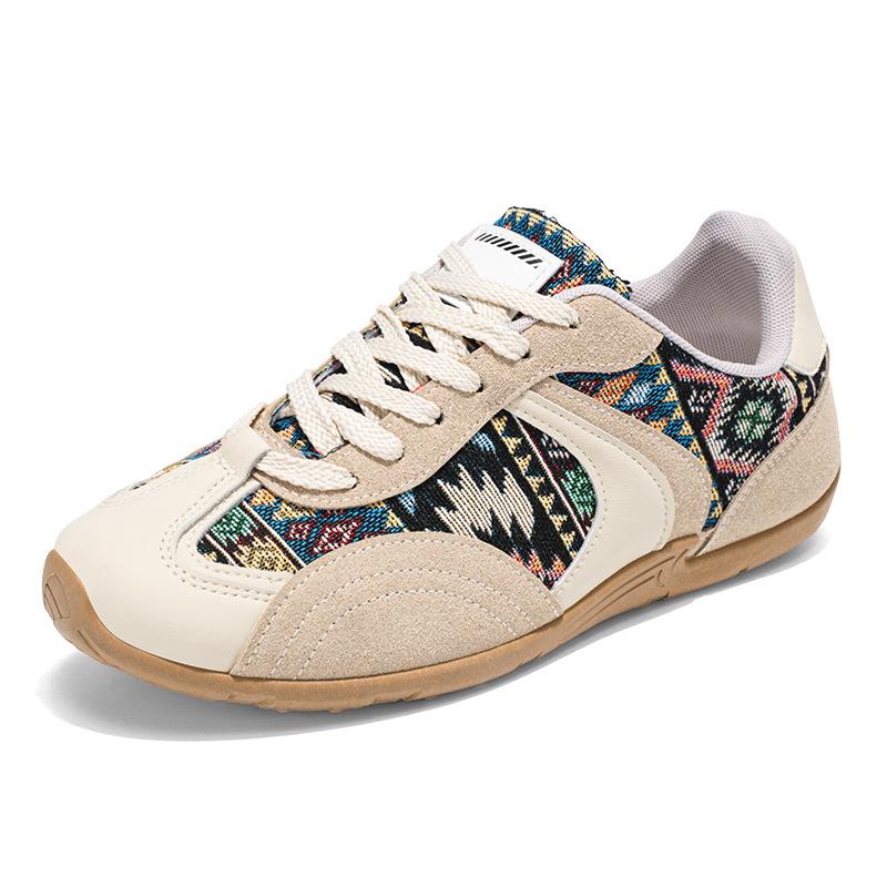 

National style cloth surface German training men s shoes 2025 summer new low-top retro trend versatile men s casual sports shoes 44 бежевый