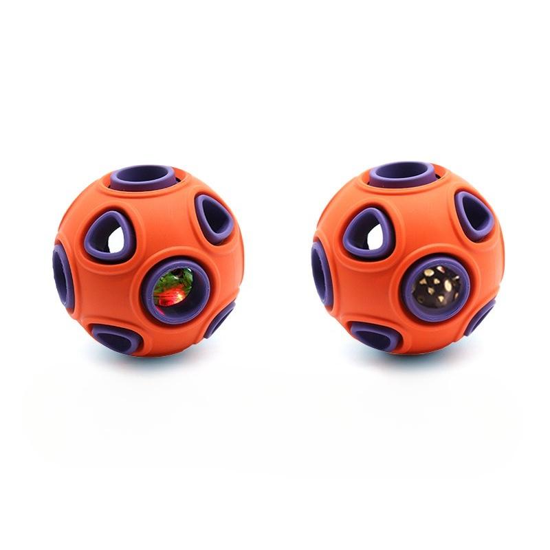Sound-emitting and Light-emitting Double-layer Dog Toy Ball, Natural Rubber Self-cleaning Teeth Grinding and Leaky Pet Toy Ball
