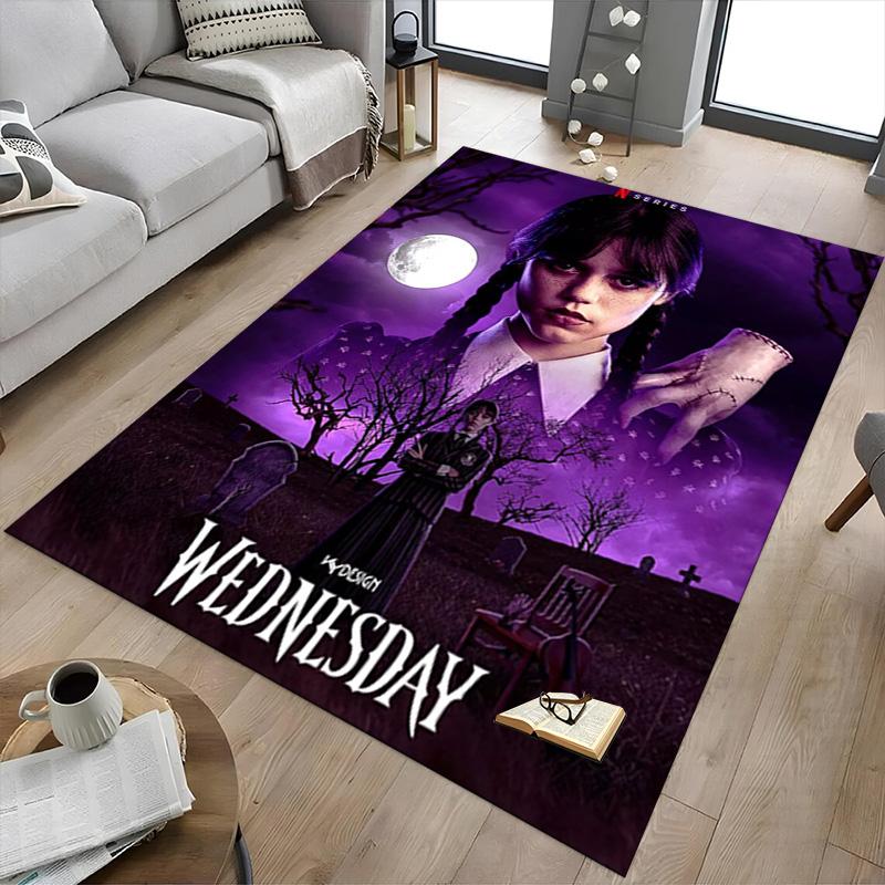 1pc Wednesday Addams Returns Carpet for Playroom Bedroom Living Room Sofa Home Decor,kids Game Area Rug Non-slip Floor Mat Y82675