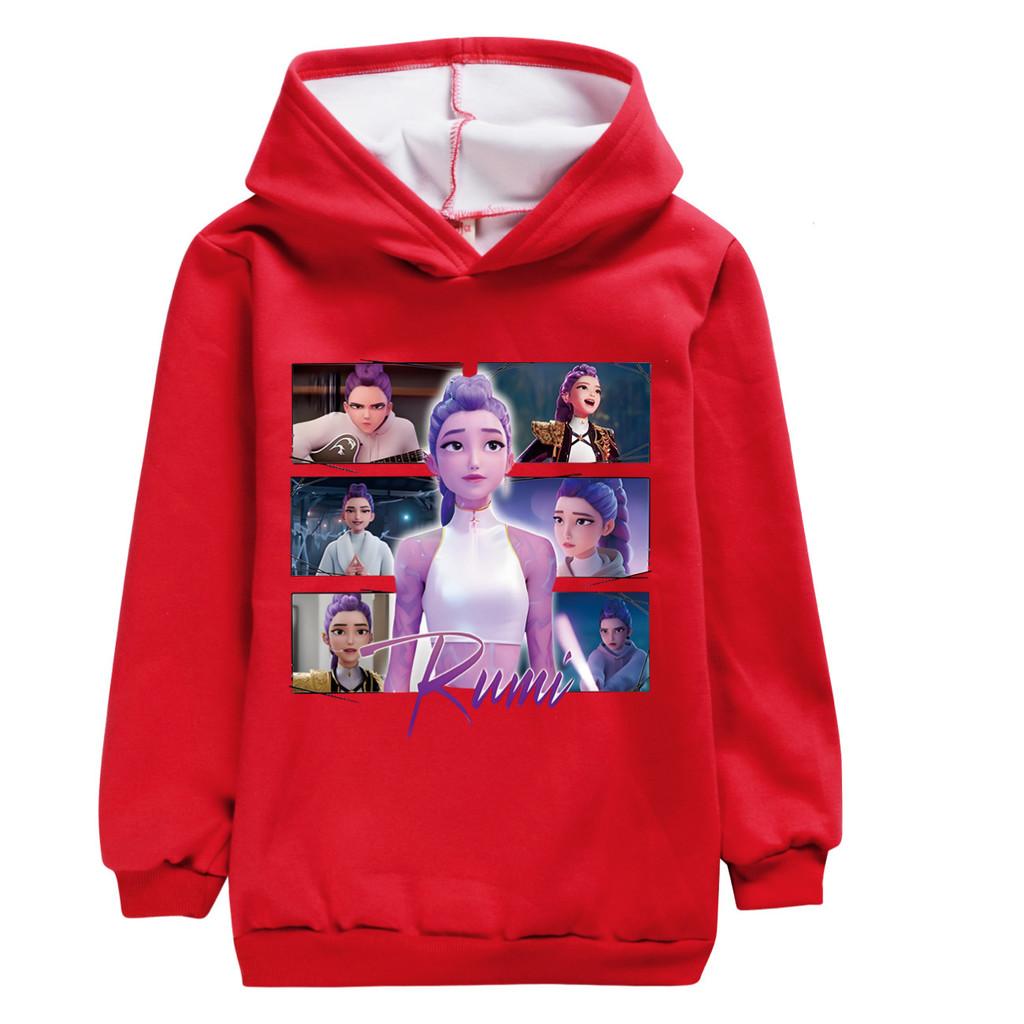 5061 Kids Girls Kpop Rumi Zoey Mira Rumi Print Long Sleeves Velvet Warm Winter Hoodie