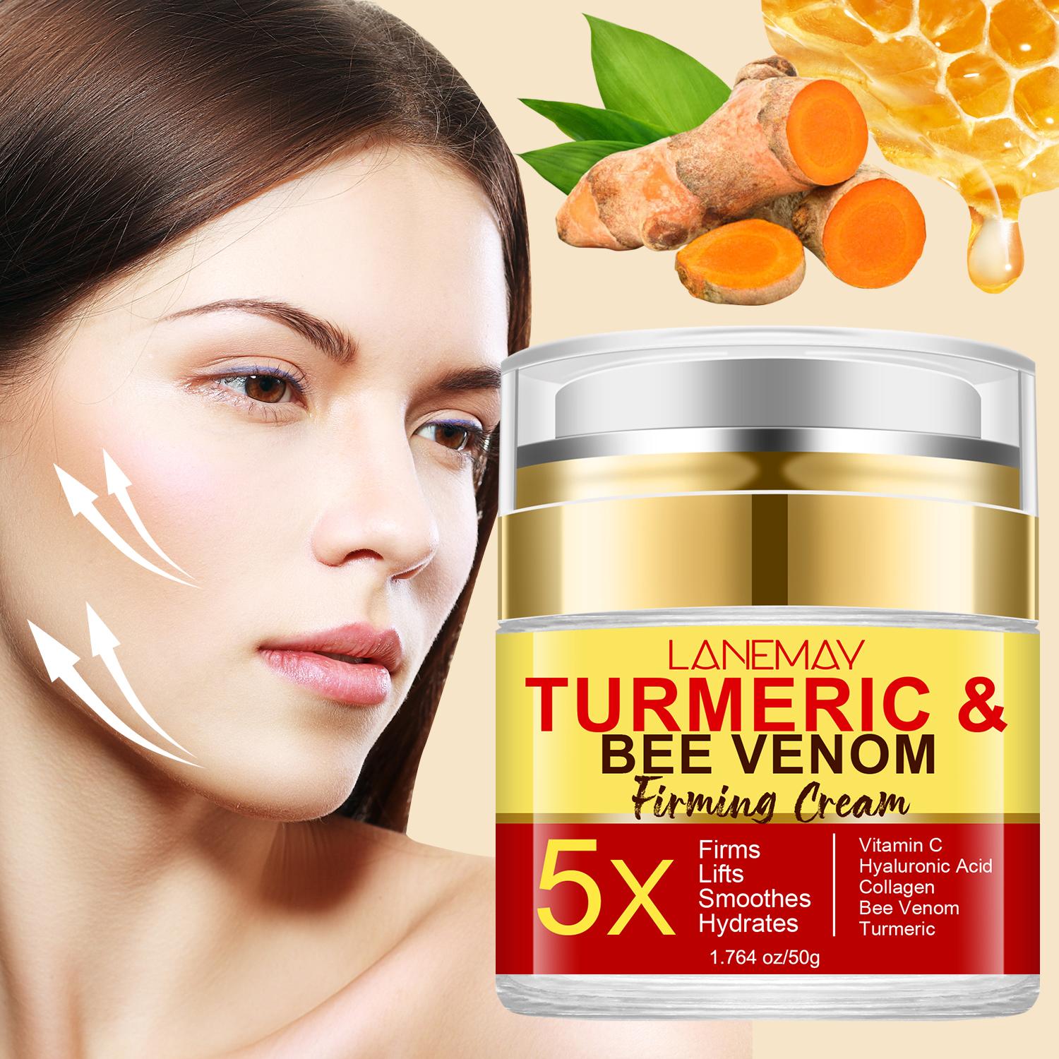

Turmeric & Bee Venom Firming Cream-Reduces Fine Lines & Wrinkles & Dark Spots-Suitable for all Skin Types, 50g