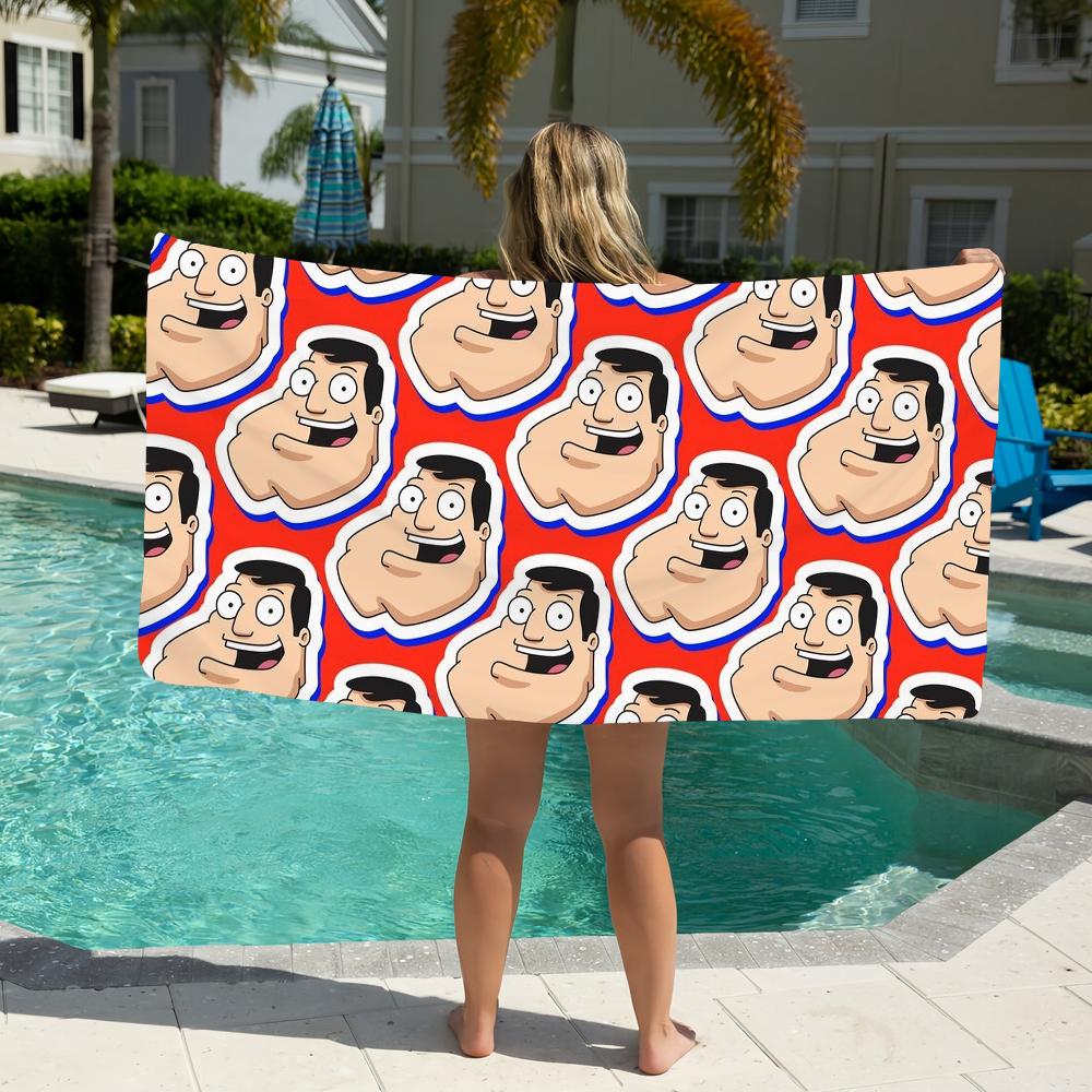 Cartoon A-American Funnt dad Cool Towel Beach Towel Oversized Quick Dry Towel Absorbent Soft Swim BeachTowels for Men Women