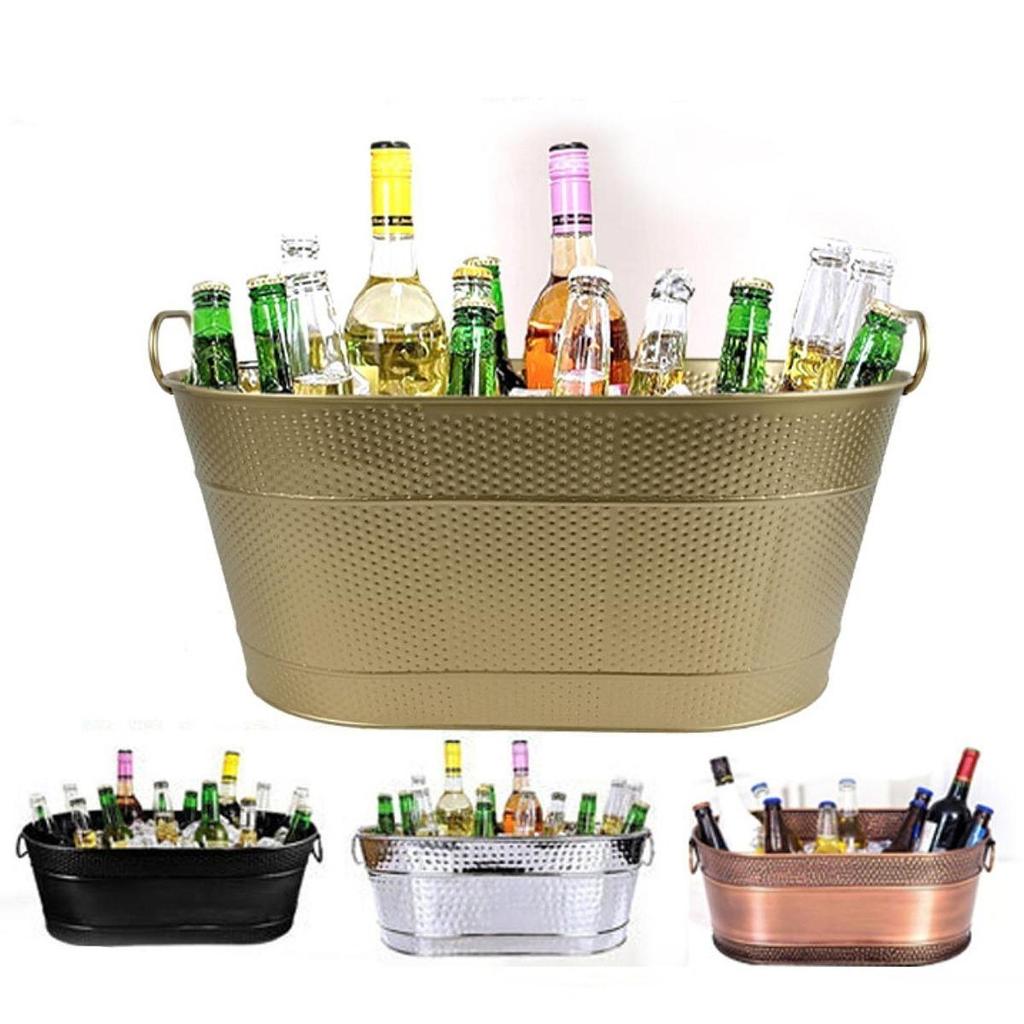 Verzinkte Wanne Eiswanne mit Tragegriffen Bierwanne zum Kühlen von Wein Bier Getränke Wanne mit Griff Metall Bier Eimer Eis