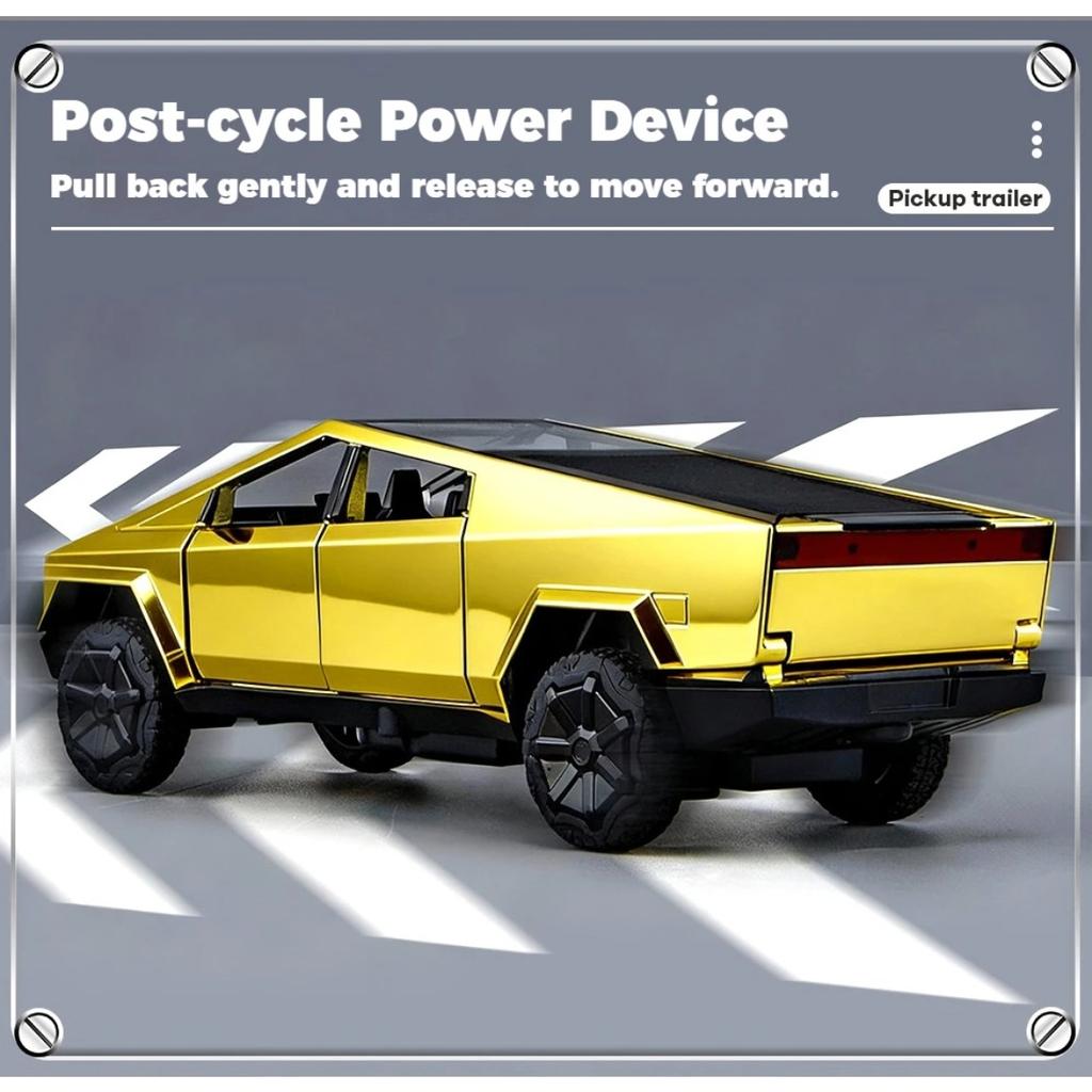 1/32 Goldener Tesla Cybertruck Geländewagen Pickup LKW Legierung Metall Druckguss Modellauto Perfektes Weihnachtsgeschenk Junge & Geeignet für Sammlerstücke