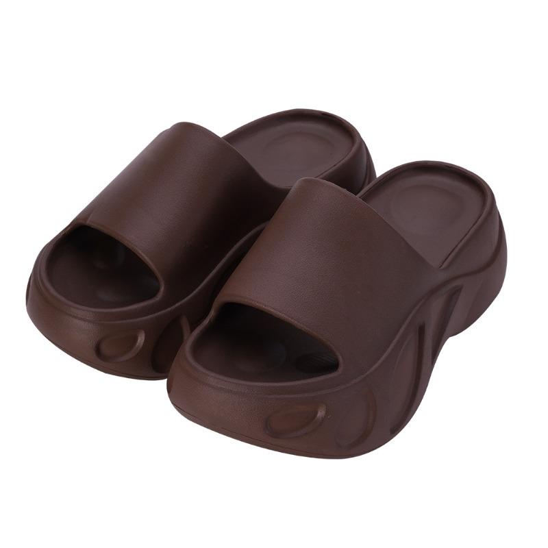 New summer cool slippers women's indoor and outdoor wear wear wear-resistant and non-slip one-word flip-flop muffin platform slippers beach shoes