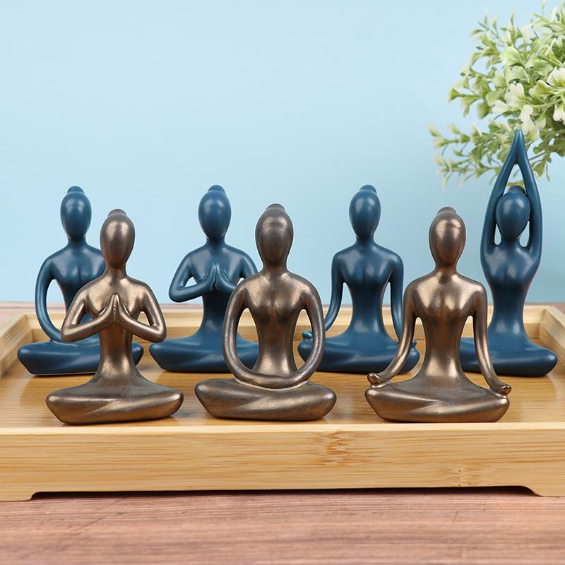 

8 стилей, медитация, поза йоги, статуэтка, керамическая фигурка йоги, декор, орнамент