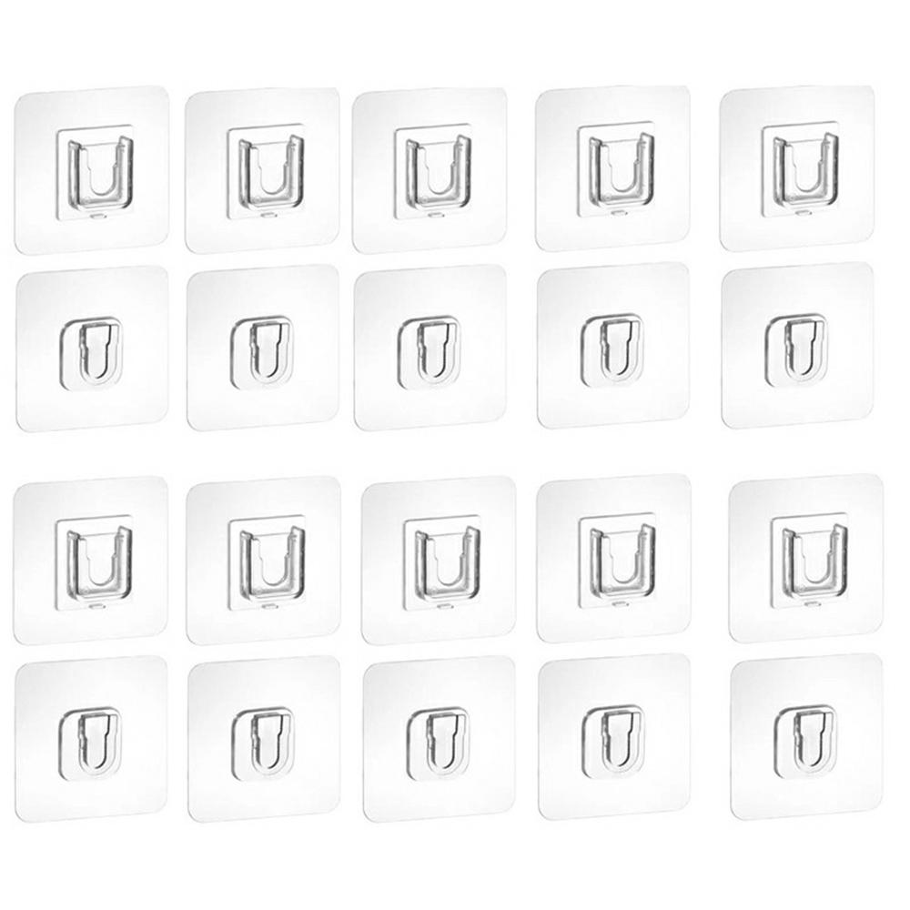10 Pairs Adhesive Wall Fixing Hooks PVC Traceless Snap-On Hook Power Strip Wall Hanger A