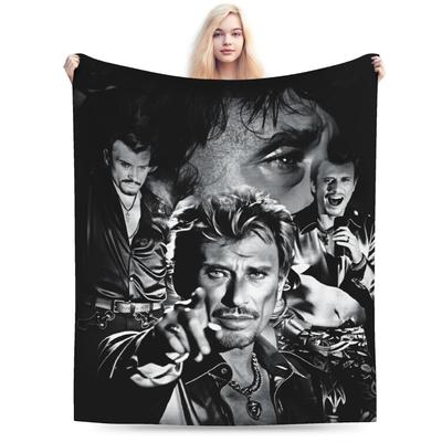 Johnny Hallyday Rock Star Blanket Quality Warm Soft  Throw Blanket Winter Girls Boys Couch Chair Sofa Bed Aesthetic Bedspread