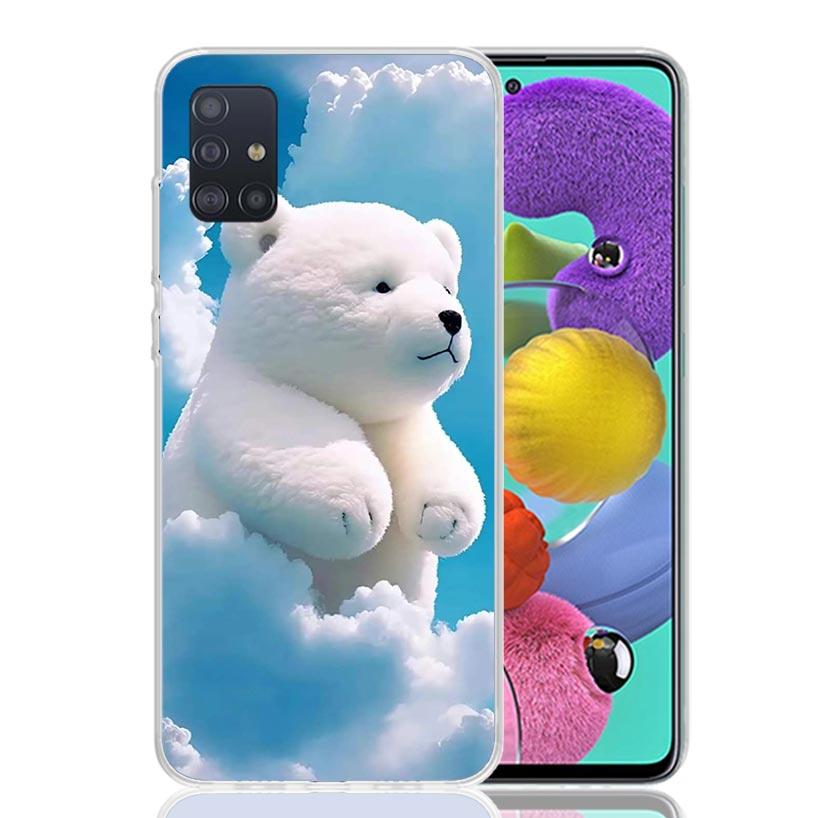 Sunny Clouds Teddy Bear Phone Case for Samsung Galaxy A52 A51 A50S A12 A22 A32 A72 A10S A30S A31 A71 Note 20 Ultra 10 Plus S10 G
