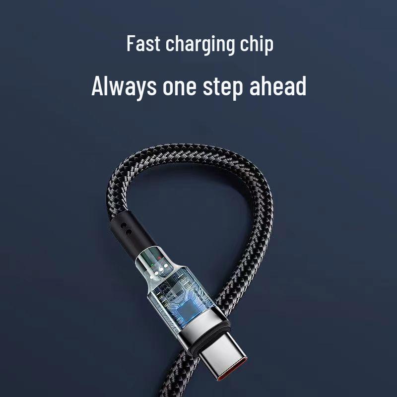 6A Ultra-Fast Charging Dual Type-C Braided Data Cable for Huawei, Vivo, Xiaomi, Honor, Oppo