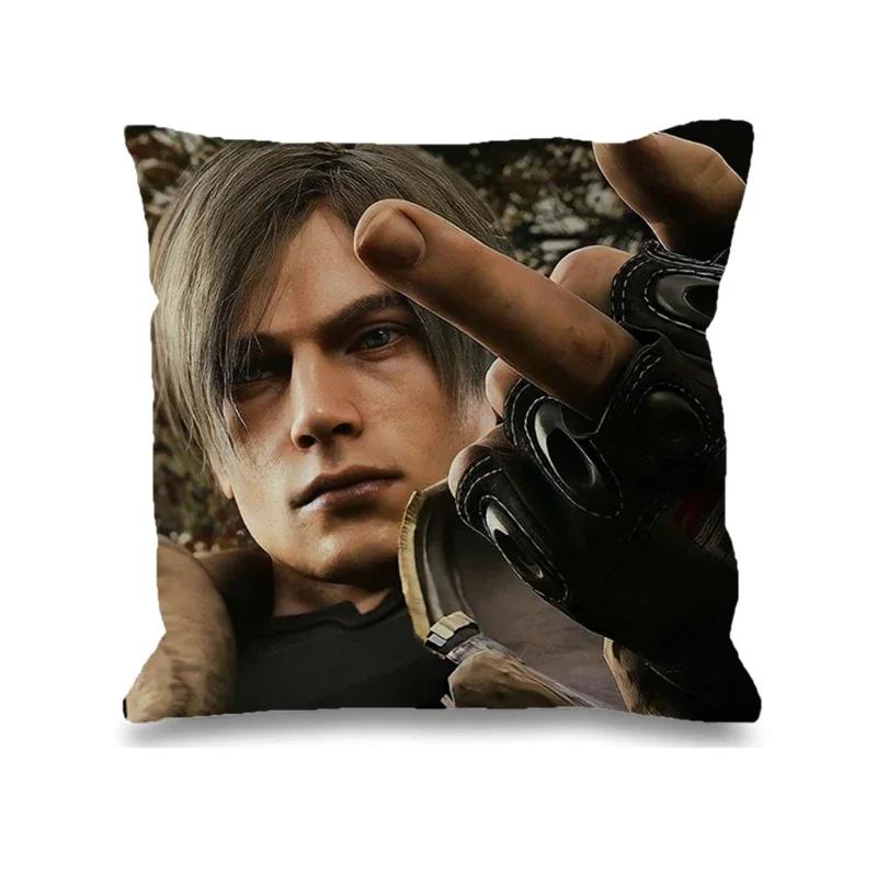 Leon Kennedy Decorative Pillowcase 45x45 Printed Anime Pillow Case Ornamental Pillows for Living Room Cushion Cover