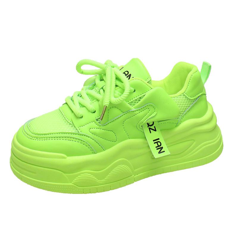 

2025 весна и лето новые универсальные нишевые тонкие толстоподошвенные взрывные спортивные и повседневные маленькие белые туфли сетчатые дышащие кеды 40 зелёный