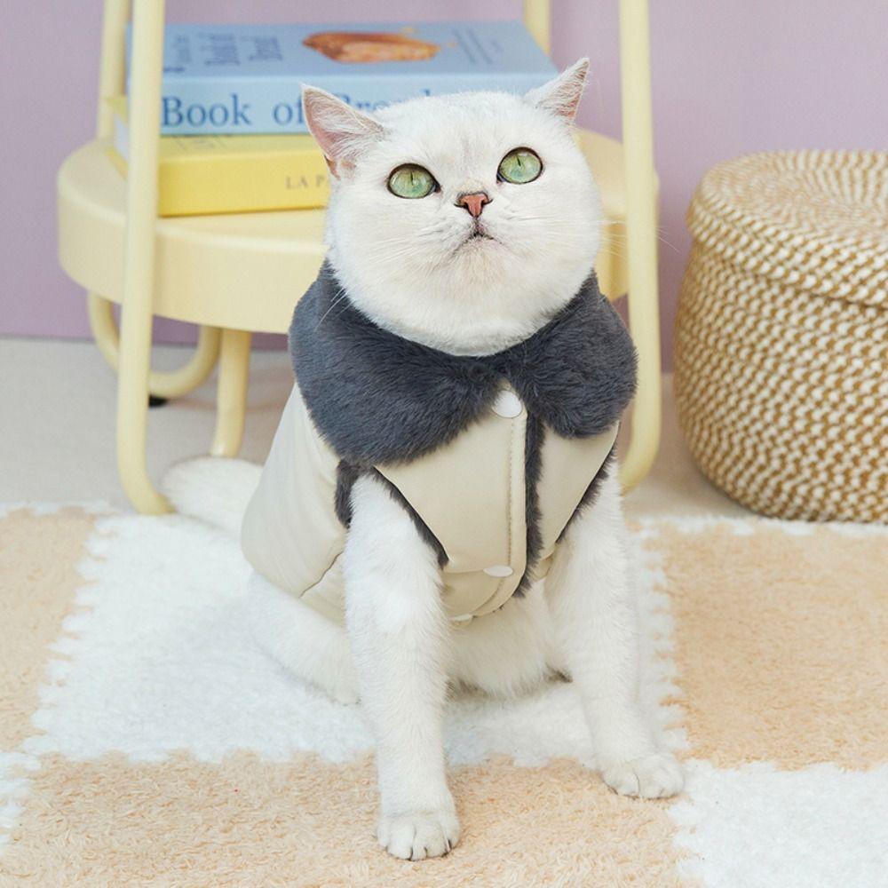 Windproof Dog Vest Coats Fur Collar Pet Jacket Pet Costume Puppy Outfits  for French Bulldog