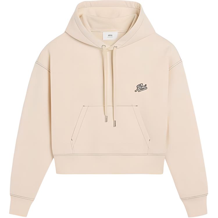Ami Paris Logo Embroidered Drawstring Hoodie HSW229JE0098136