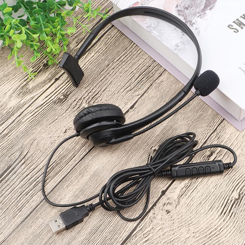 Single-Ear Wired USB Headset with Mic and Customizable Logo