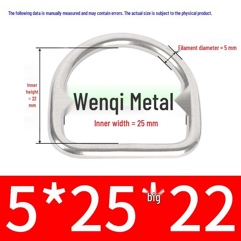 304 Stainless Steel Semi-circular D-Ring Bag Strap & Hat DIY Seamless Triangle Buckle.