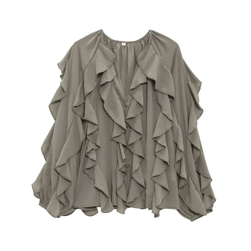 Kaslead New Arrival Women's Fashion Style Fashion Minimalist Laminated Decoration Shirt 4786063