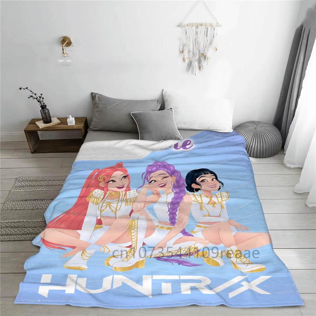 K-Pop Demon Hunters Huntrix Custom Name Blankets Living Room Sofa Christmas Bithday Gifts For Kids Soft Flannel Throw Blanket