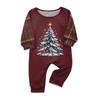 Christmas-print long-sleeve and long-pant matching family loungewear set
