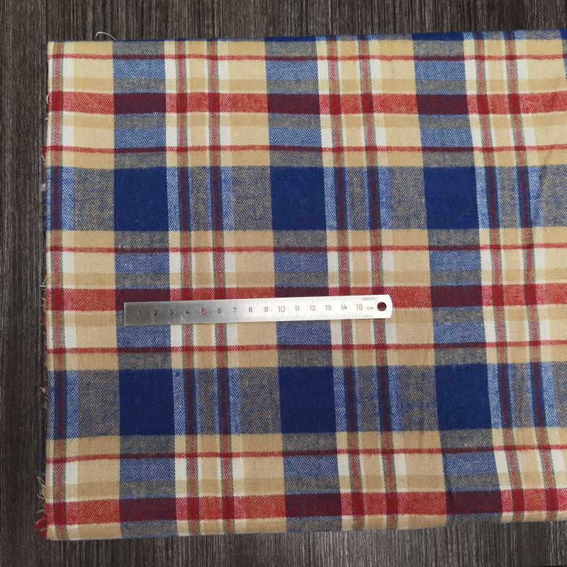 Spot Color-Woven Plaid Jacquard Fabric for Children's Autumn/Winter Brushed Polyester-Cotton Shirts