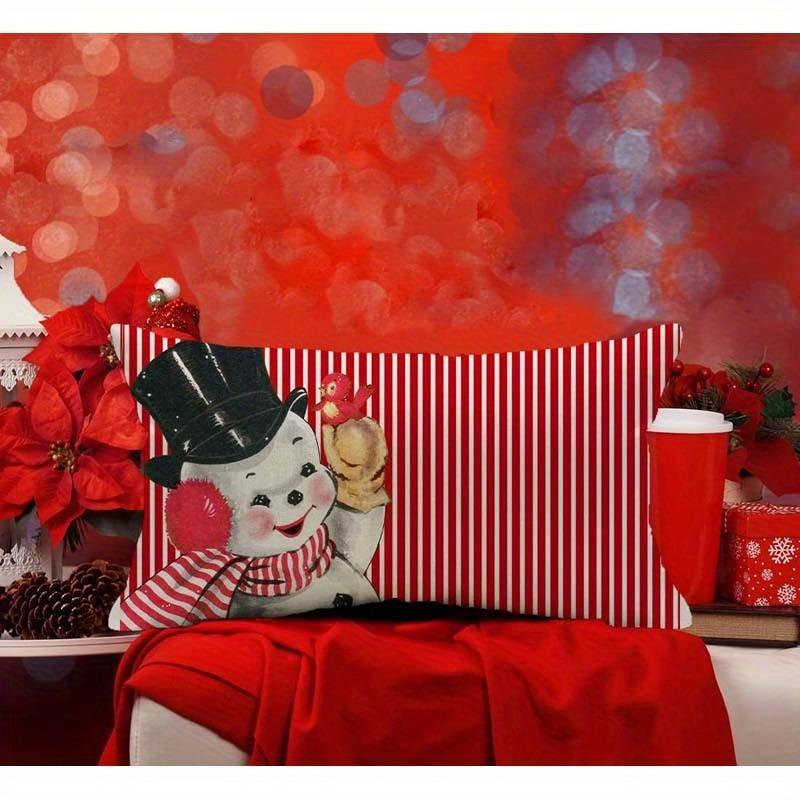 1PCS Christmas-themed Pillowcases: Snowman, Santa, Trees & Let It Snow Designs Sofa bed cushion cover, New Year home decoration