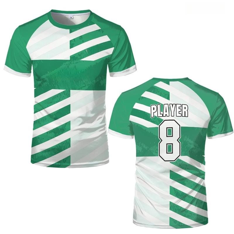 Simple Striped Graphic Football T Shirts For Men Summer Fashion Short Sleeve 3D Printed Sports T-shirts Loose Quick Dry Tees