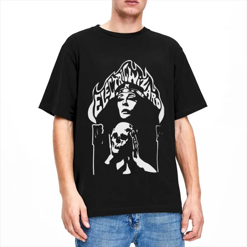 Electric Wizard Pólók Merch Férfiak Nők Őrült Pólók Rövid Ujjú Felsők Egyedi