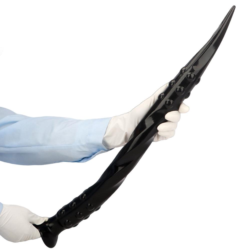 Plug Anal PVC Noir Extra Long Dilatateur Anal Jouet Sexuel Strap-on Pénis Dick Réaliste Grosse Queue Fisting