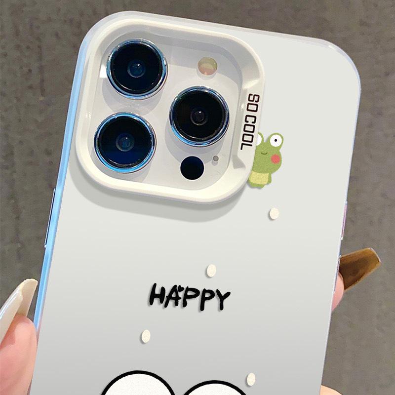 Cartoon Frog iPhone 17 Case, Compatible with 15 Pro Max, 14 Pro, 13, 16 Pro, Silver