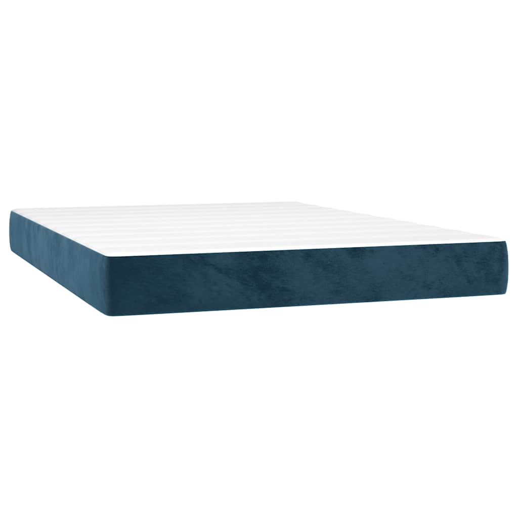 Box Spring Bed with Mattress Dark Blue 140 x 190 cm Velvet