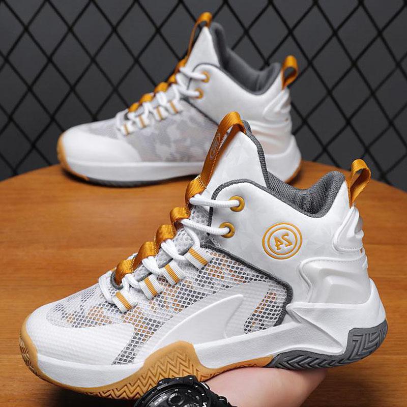 Mode Herbst 2024 Kinder Hohe Basketballschuhe Jungen Mesh Basketballstiefel Rutschfeste Gummisohle Große Kinder Fitness Freizeit Sneaker