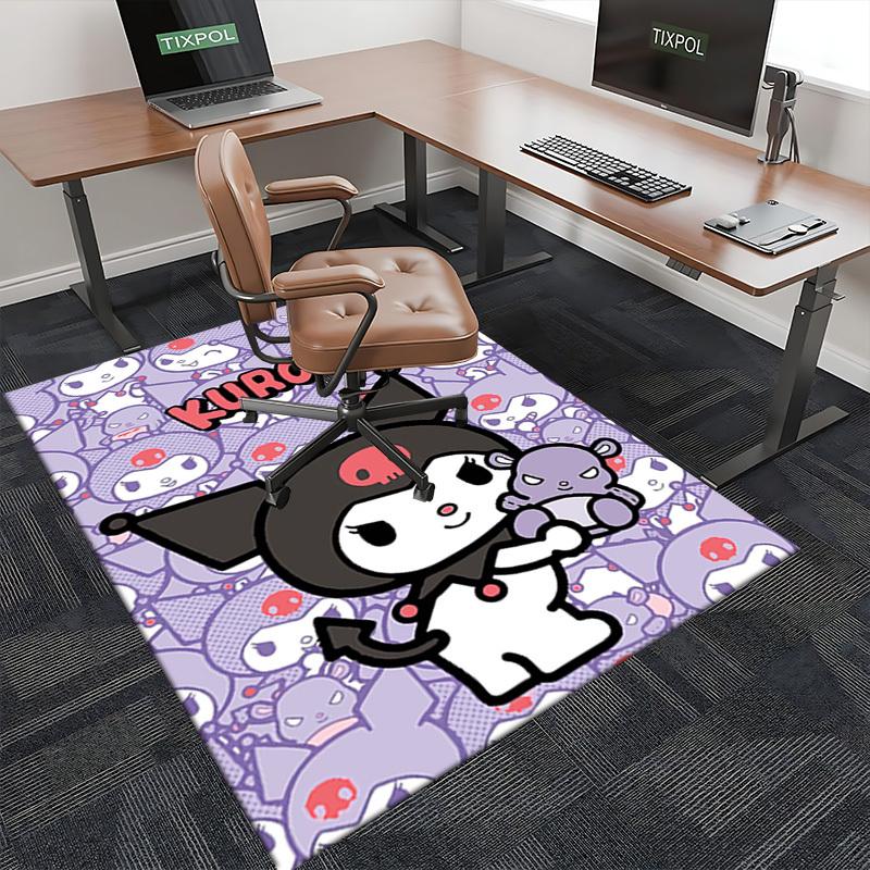 Kuromi Anime Cartoon Design Chair Mat Non-Slip Carpet for Office Home Decoration Living Room Bedroom Game Room Dormitory.E090