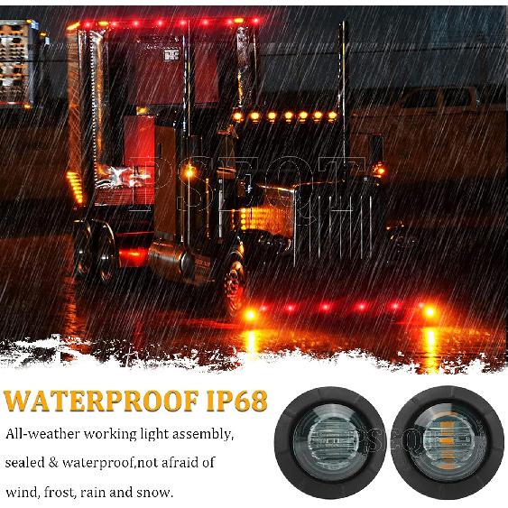 PSEQT 3/4 Inch Trailer Marker LED Lights, Side Clearance Indicators Tail Light Waterproof For Trailer Truck Car Bus Van Pickup RV Wrangler ATV UTV