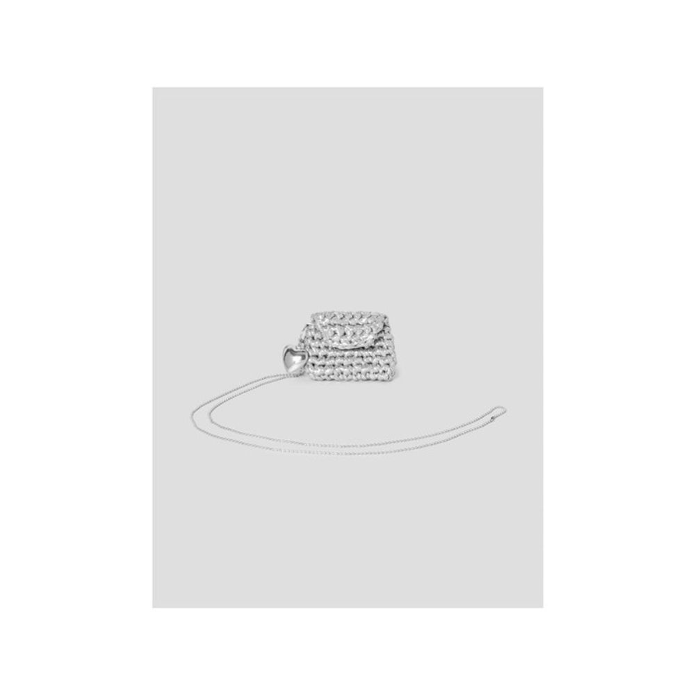 8SECONDS Silver Knitting Crossbody Keychain Gray (19578ZWY63)