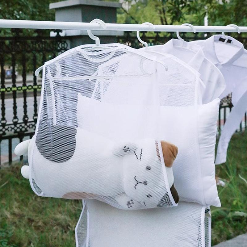 Hanging Pillow Drying Rack Outdoor Windproof Doll Drying Net Multifunctional Large Capacity Dryer Bags Organizer