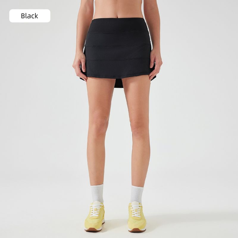 Foreign Trade New Sports Short Dress Women Summer Ice Feeling Quick-Drying Breathable Fake Two Pieces Anti-exposure Yoga Skirt Fitness Tennis Skirt