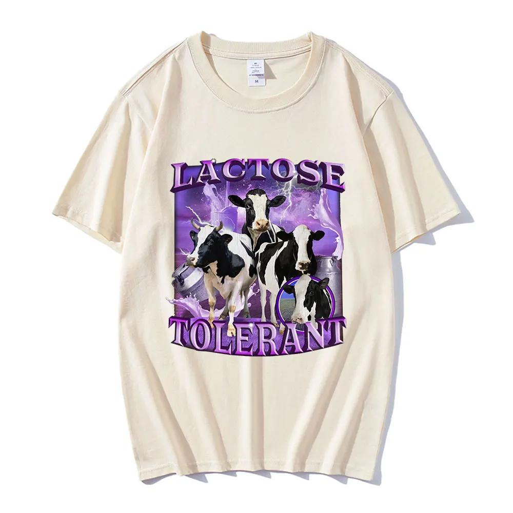 Lactose tolerance funny face T-shirtwomens vintage stylish short sleeve T-shirt casual comfortable loose fit T-shirt