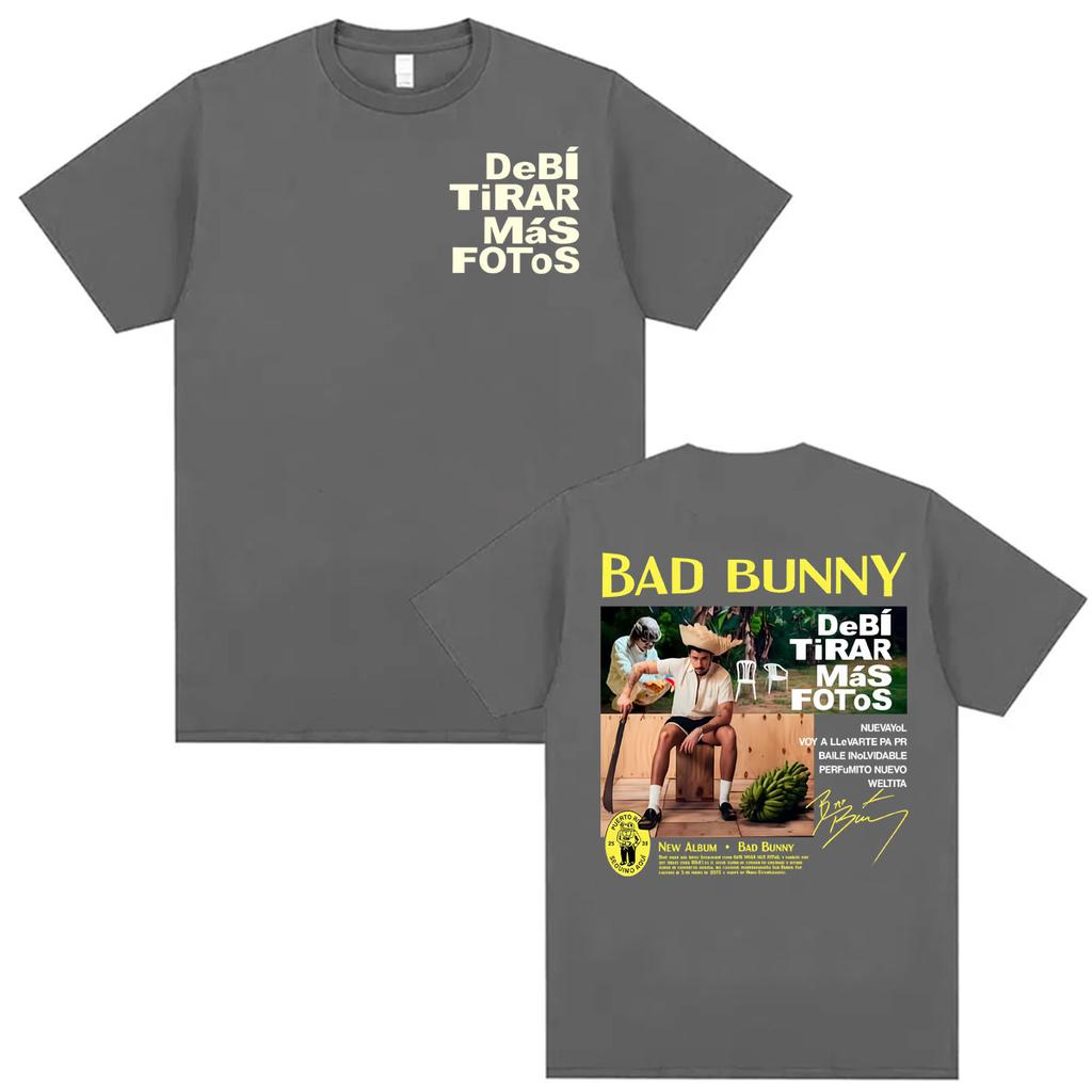 Rapper Bad Bunny T-shirt Debi Tirar Mas Fotos Album Graphic T-shirts Men Women Street Vintage High Quality Comfort T Shirts