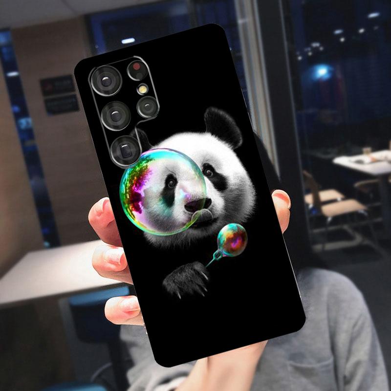 Cartoon Cute Panda Bear Cover For Samsung Galaxy S24 Ultra S25 S22 S23 Plus S20 S21 FE S9 S10 S23 FE Phone Case