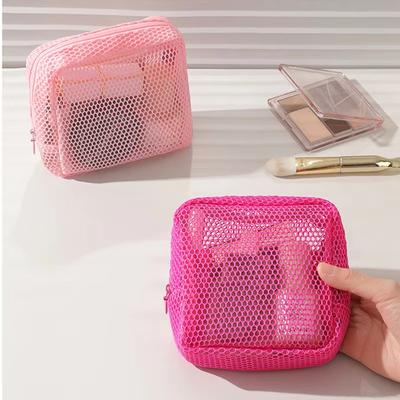 Elegante Borsa Cosmetica in Rete Leggera da Donna Quadrata Borsa Portaoggetti Cosmetici con Cerniera Borsa Portaoggetti Multiuso