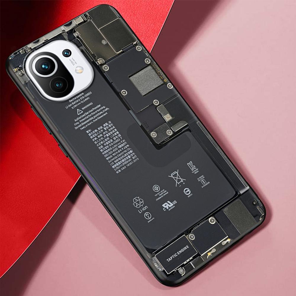 Motherboard Circuit Board Case for Xiaomi Mi 11 Ultra 11T 12 10T 9T Pro 12X Note 10 9 8 Lite A3 CC9E 10S Black Soft Phone Cover