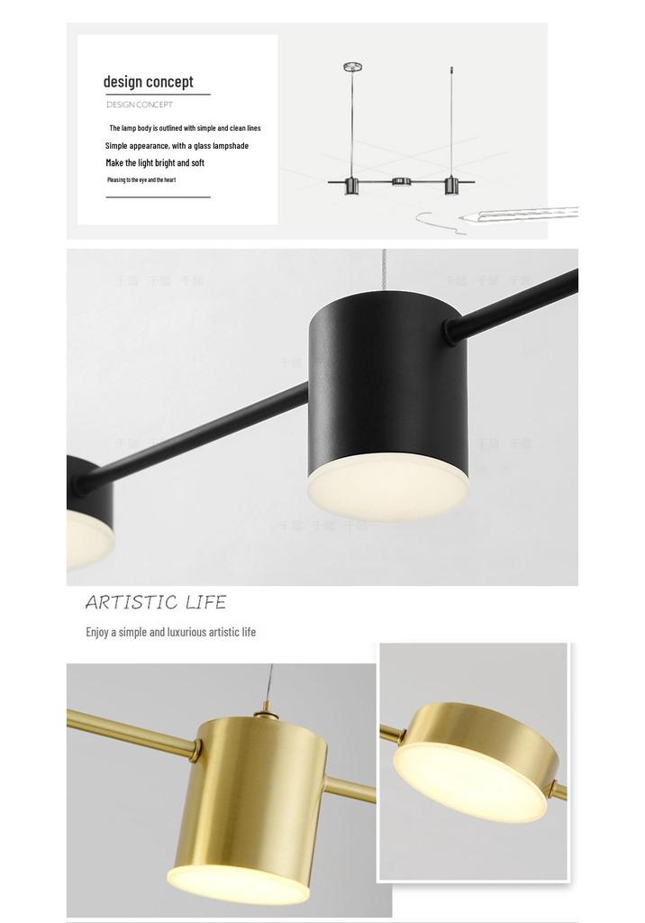 Modern LED Minimalist Long Strip Pendant Light for Restaurants