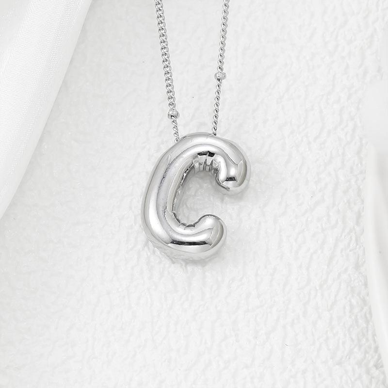 Smooth Chunky Bubble Initial letter Pendant Necklace Women Personality Jewelry Gold Balloon 26 Letter Necklaces