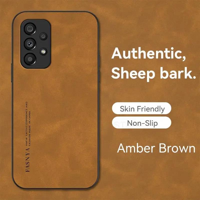 Luxury Sheepskin Leather Case for Samsung Galaxy A55 A35 A25 A15 A54 A34 A24 A14 A73 A53 A33 A23 A72 A52 32 M55 4G 5G Back Cover